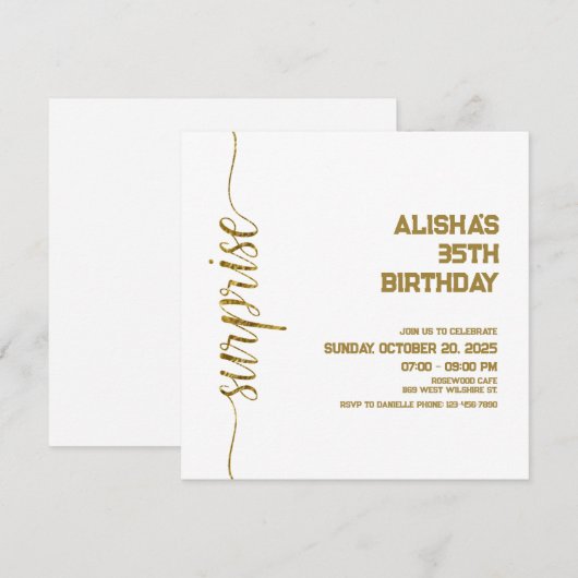 Minimalistische gouden verrassing verjaardag (Voorkant / Achterkant)