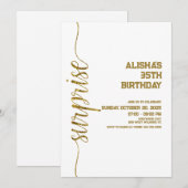 Minimalistische gouden verrassing verjaardag kaart (Voorkant / Achterkant)