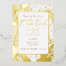 Minimalistische gouden waterverf folie uitnodiging
