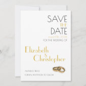 Minimalistische gouden witte bruiloft save the date (Voorkant)
