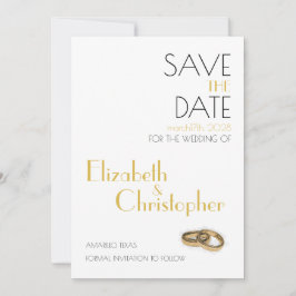 Minimalistische gouden witte bruiloft save the date