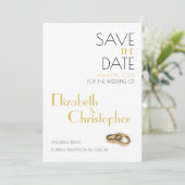 Minimalistische gouden witte bruiloft save the date (Staand voorkant)