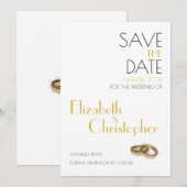 Minimalistische gouden witte bruiloft save the date (Voorkant / Achterkant)