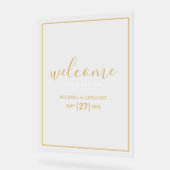 Minimalistische gouden witte bruiloft welkomstbord acryl bord (Hoek)