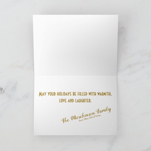Minimalistische gouden & witte foto gepersonalisee kaart (Binnen)