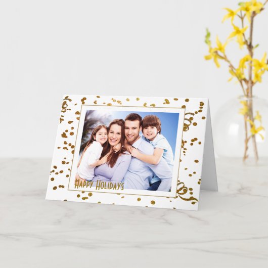 Minimalistische gouden & witte foto gepersonalisee kaart (Gele Bloem)