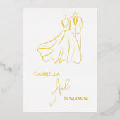 Minimalistische gouden witte script formele trouwd folie uitnodiging (Voorkant)