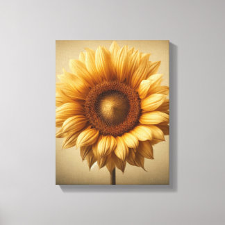 Minimalistische Gouden Zonnebloem Canvas Wandkunst Afdruk
