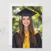 Minimalistische Gouden Zwart Foto Modern Afstudere Kaart (Achterkant)