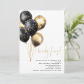 Minimalistische Gouden Zwarte Ballonnen 21e Partij Kaart (Staand voorkant)