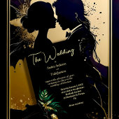 Minimalistische gouden zwarte bruiloft kaart