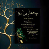 Minimalistische gouden zwarte bruiloft kaart