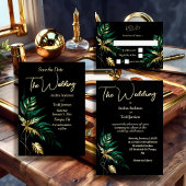 Minimalistische gouden zwarte bruiloft kaart