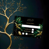 Minimalistische gouden zwarte bruiloft RSVP kaartje