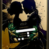 Minimalistische gouden zwarte bruiloft RSVP kaartje