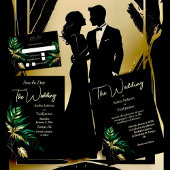 Minimalistische gouden zwarte bruiloft RSVP kaartje