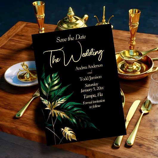 Minimalistische gouden zwarte bruiloft save the date