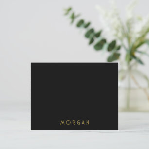 Minimalistische gouden zwarte monogram notitiekaartje