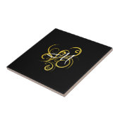 Minimalistische Gouden Zwarte Monogram Tegeltje (Zijkant)