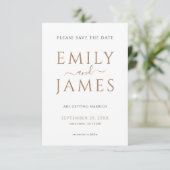 Minimalistische gouden zwarte tekst QR-code trouwe Save The Date (Staand voorkant)