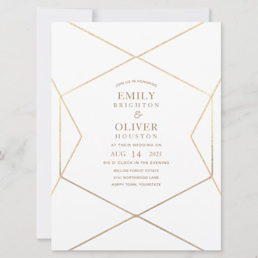 Minimalistische goudgeometrie Weddenschappen Kaart (Voorkant)