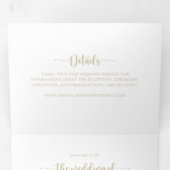 Minimalistische goudkalligrafie drieluik uitnodiging (Binnenzijde eerst)