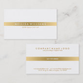 Minimalistische goudkleurige streep op wit visitekaartje (Voorkant / Achterkant)