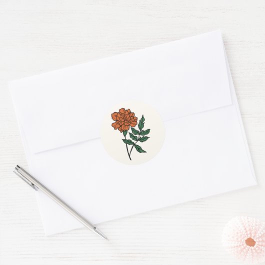 Minimalistische goudsbloem bruiloft Classic ronde Ronde Sticker (Envelop)