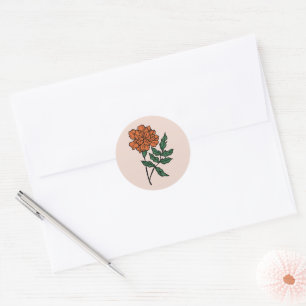 Minimalistische goudsbloem bruiloft Classic ronde Sticker