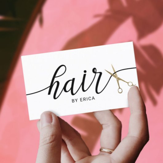 Minimalistische goudschaar Elegant Typografie Hair Visitekaartje
