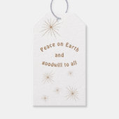 Minimalistische goudtekst voor vrede op aarde cadeaulabel (Voorkant)