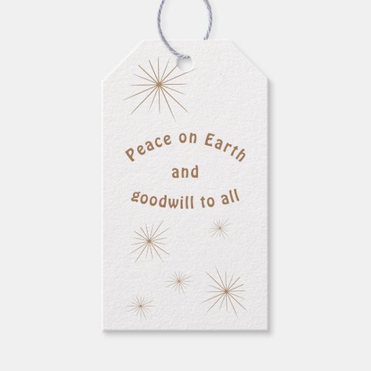 Minimalistische goudtekst voor vrede op aarde cadeaulabel (Voorkant)