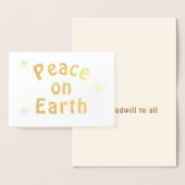Minimalistische goudtekst voor vrede op aarde folie kaarten (Display)