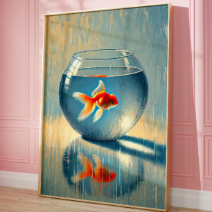 Minimalistische Goudvis Kom Muur Kunstprint Poster
