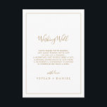 Minimalistische goudweddenschappen Kaart<br><div class="desc">Deze minimalistische goudbruiloft die een goede kaart wenst is perfect voor een eenvoudige bruiloft. Het moderne romantische ontwerp kenmerkt klassieke gouden en witte typografie in combinatie met een roestachtige, maar elegante kalligrafie met , met de hand geschreven stijl. in elke kleur. Houd het ontwerp eenvoudig en elegant, zoals het is,...</div>