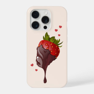 Minimalistische gourmet chocolade gedompelde aardb iPhone 15 pro case