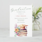 Minimalistische graduatie cap met bloemen kaart (Staand voorkant)