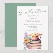 Minimalistische graduatie cap met bloemen kaart (Voorkant / Achterkant)