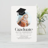 Minimalistische Graduation Cap Khaki Foto Kaart (Staand voorkant)