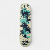 Minimalistische graffiti met oceanische tinten en  persoonlijk skateboard (Voorkant)