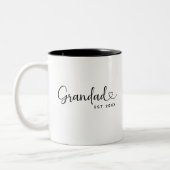Minimalistische Grandad Opgerichte Elegante Schrif Tweekleurige Koffiemok (Links)