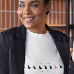 Minimalistische Grappige Kinderloze Kattenvrouw T-shirt
