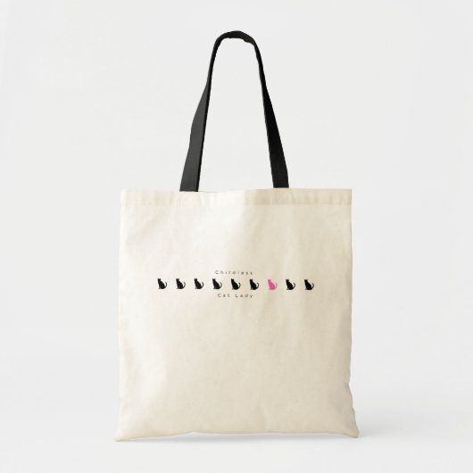 Minimalistische Grappige Kinderloze Kattenvrouw Tote Bag (Voorkant)