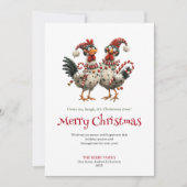 Minimalistische grappige kippen Kerstgroet kaart (Voorkant)