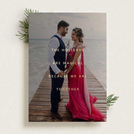 Minimalistische Gratitude Photo Holiday Gold Foil  Folie Feestdagenkaart