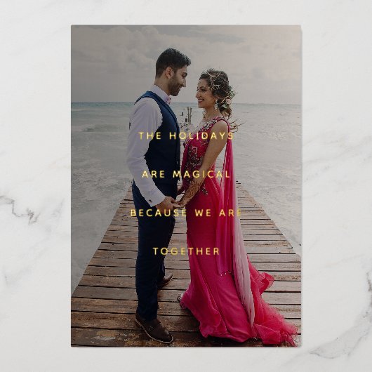 Minimalistische Gratitude Photo Holiday Gold Foil  Folie Feestdagenkaart (Voorkant)