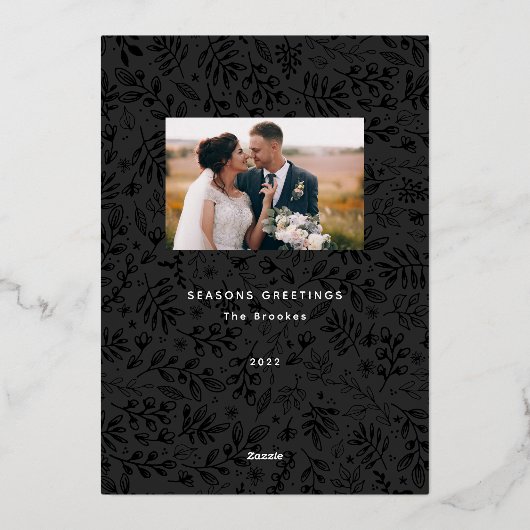 Minimalistische Gratitude Photo Holiday Gold Foil Folie Feestdagenkaart (Achterkant)