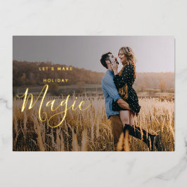 Minimalistische Gratitude Photo Holiday Gold Foil  Folie Feestdagenkaart