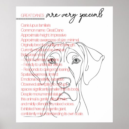 Minimalistische Great Dane Poster (Voorkant)