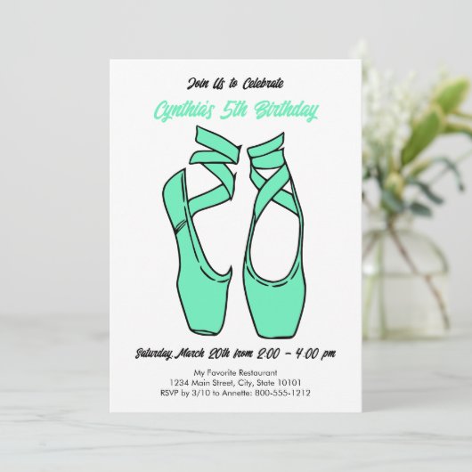Minimalistische Green Ballet verjaardagsfeestje ui Kaart (Staand voorkant)